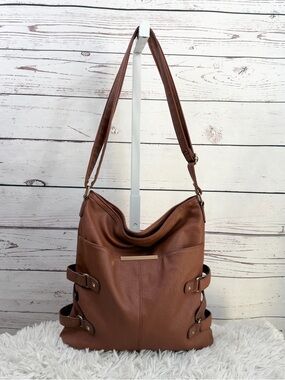 Rampage Cognac Brown Leather Hobo Shoulder Bag